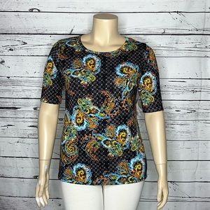 LuLaRoe NWT Size 2XL Black - Paisley Print Elbow Sleeve Gigi Knit Top Shirt